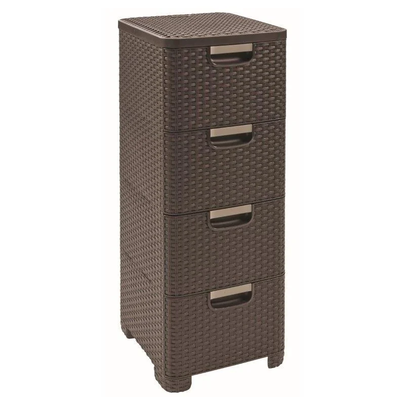 Regál Curver Style 4x14L so šuplíkmi tmavo hnedý 209906