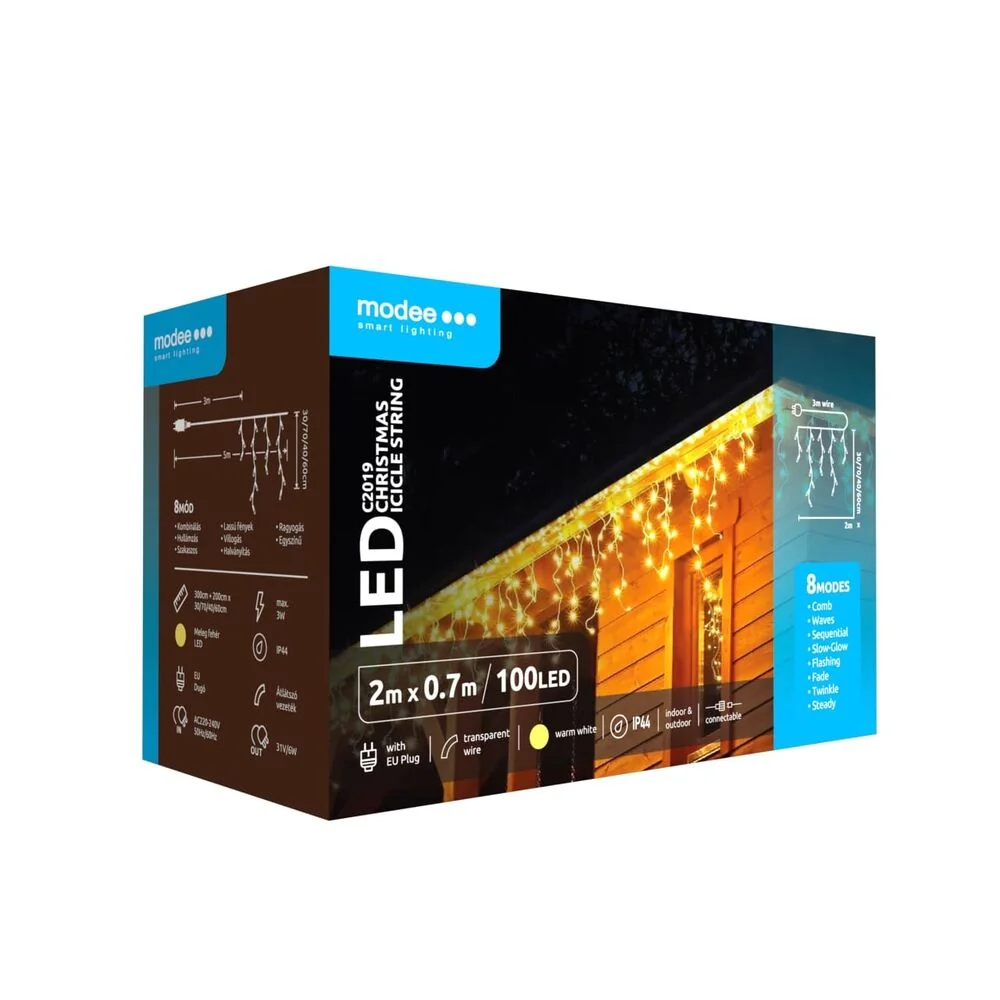 Modee Lighting LED vianočná reťaz 100LED 2m cencúlové reťaze 70cm