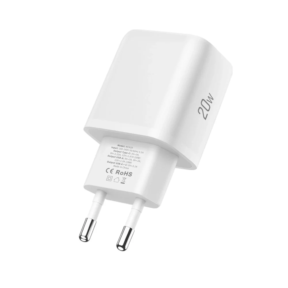 Tech-Protect NCA20 sieťová nabíjačka 20W PD QC, biela