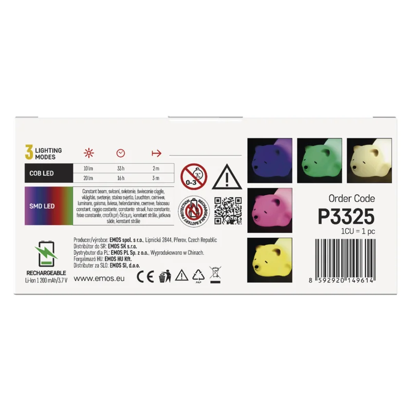 EMOS LED nočné svetlo medveď P3325, dobíjateľný 1 ks