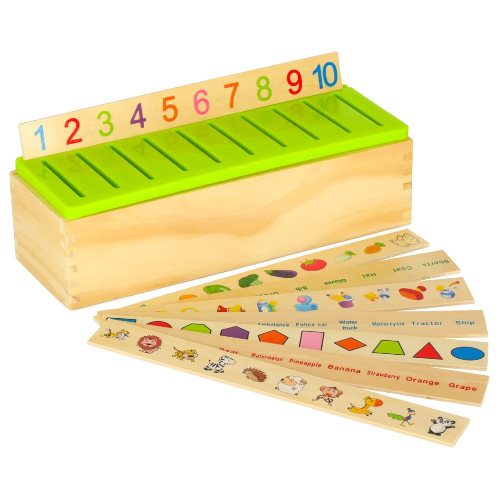 Drevený triedič obrázkov – vkladacie puzzle na priraďovanie