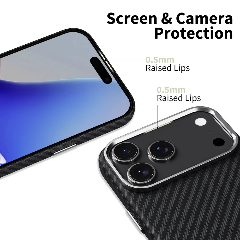 Tech-Protect Ion Carbon MagSafe kryt na iPhone 17 Pro Max, čierny/strieborný eborný