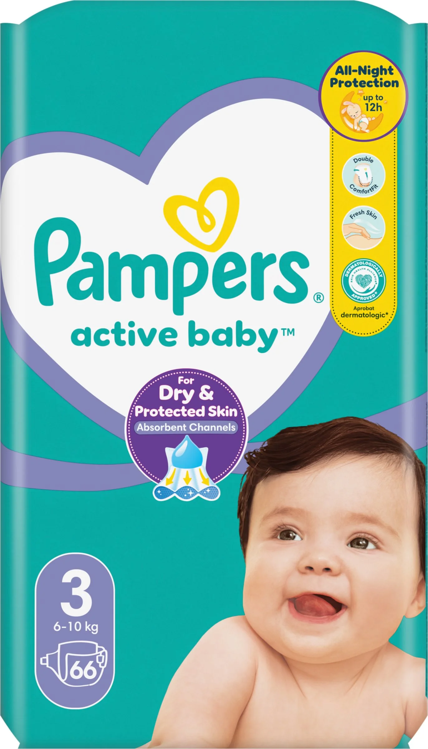 PAMPERS active baby Maxi Pack 3 Midi 1×6 ks, veľkosť 3, detské plienky