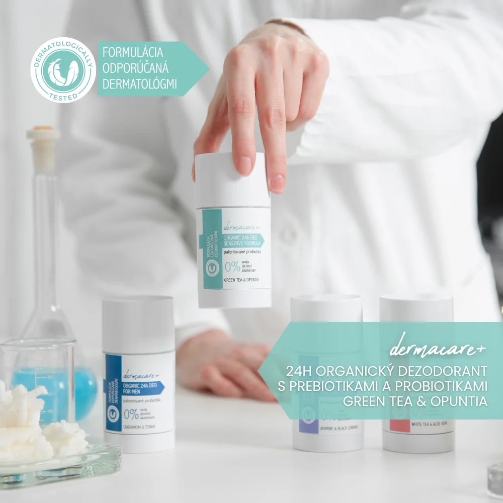 Soaphoria Dermacare+ 24h organický dezodorant s prebiotikami a probiotikami - green tea & opuntia