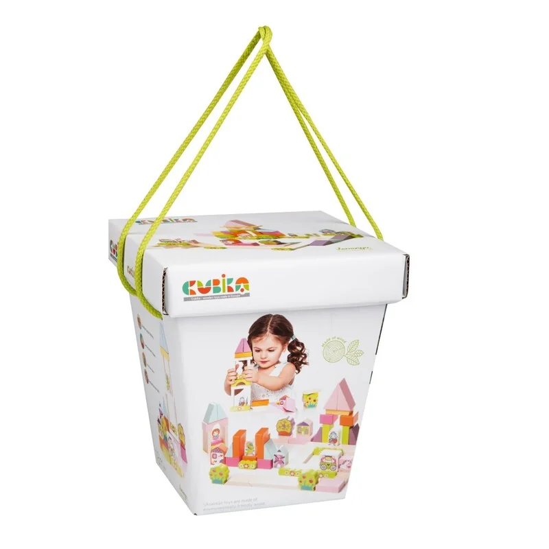 CUBIKA - 13906 Rozprávkové mesto - drevená stavebnica 55 dielov