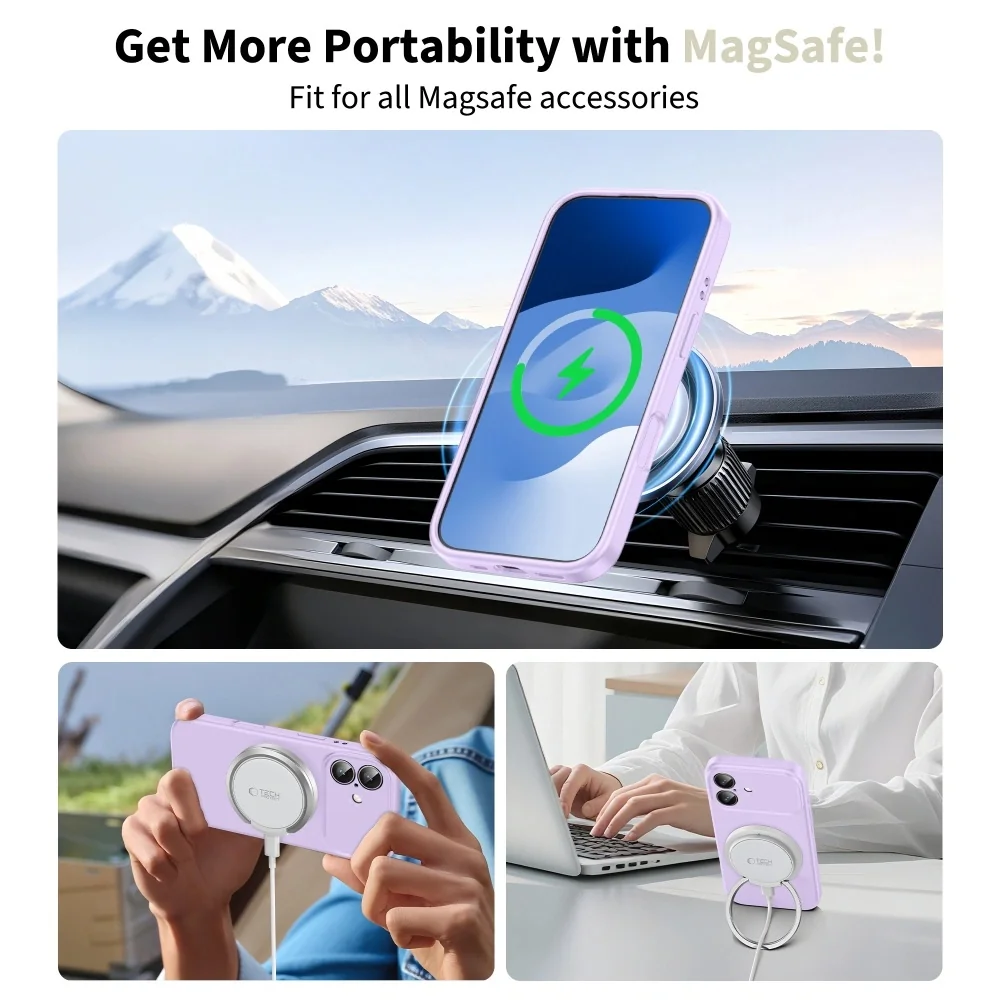 Tech-Protect Silicone MagSafe kryt na iPhone 17, fialový