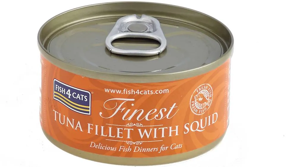 FISH4CATS Konzerva pre mačky Finest tuniak s kalmárom 70g 1×70 g, konzerva pre mačky