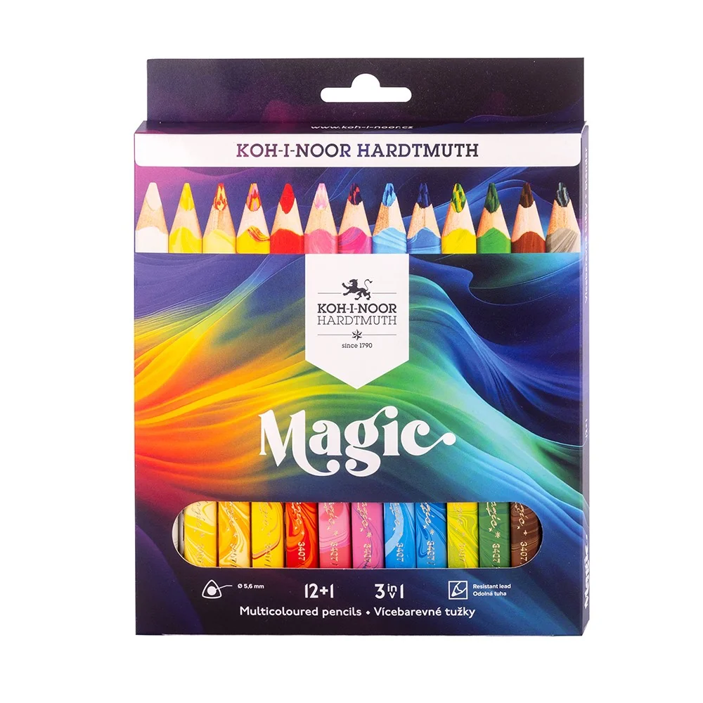 Trojhranné pastelky Magic 3408/12+1 Súprava 12+1 ks