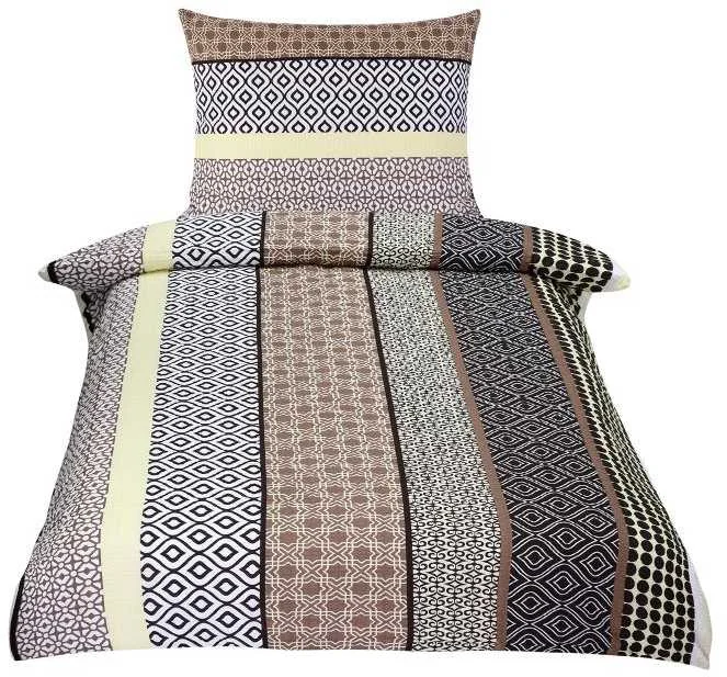 Obliečky krep 80/309 béžové pruhy 140x200, 70x90 1×1 ks, obliečky