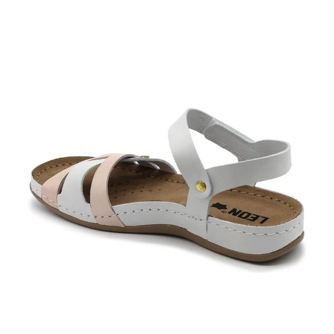 Leon 961 Zdravotné celokožené sandále 41 - 27cm, lososová, 2,5 cm