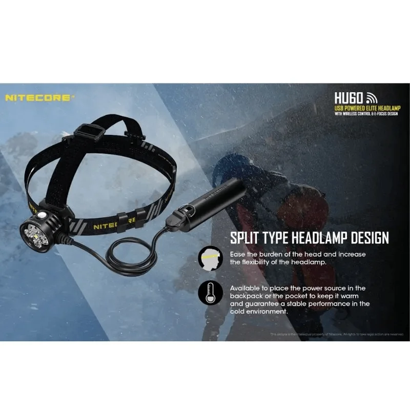 HU60+NPB1 Nitecore 1600 Lumen Focusable Headlamp with NPB1 Power Bank