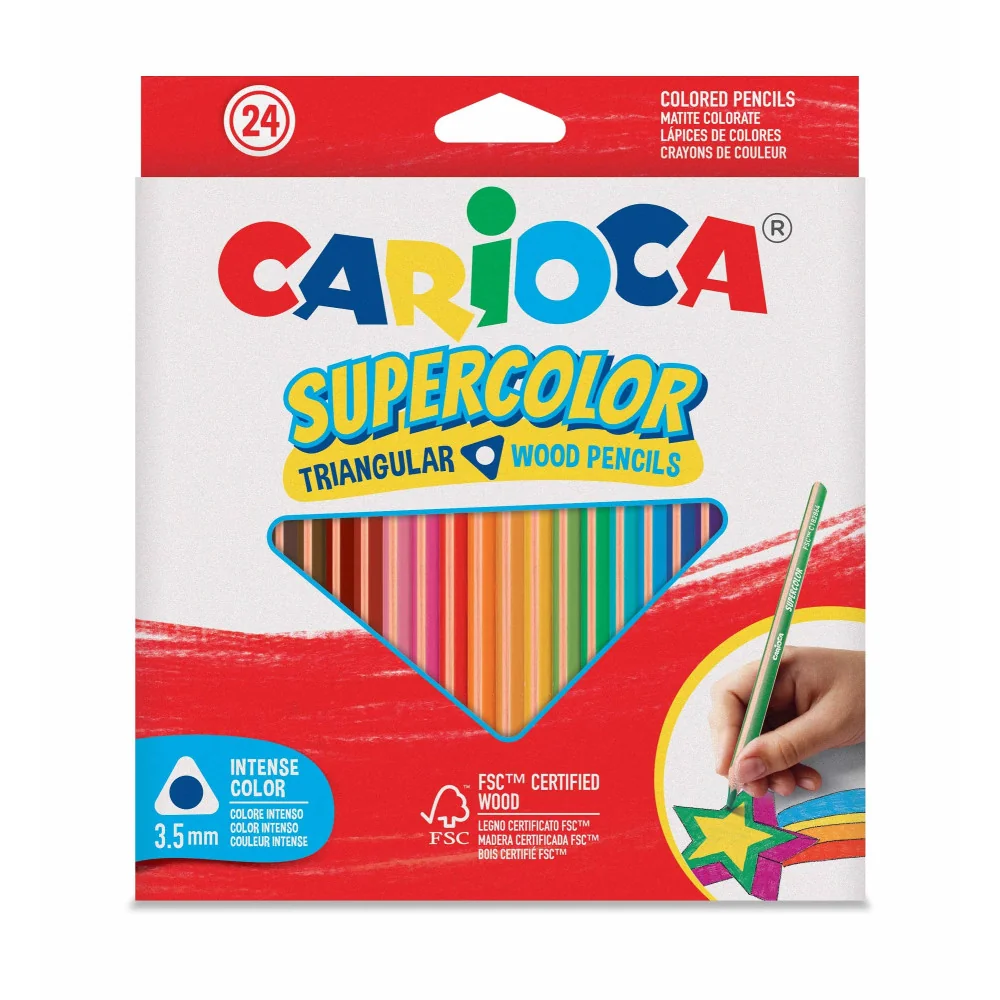 Farbičky SUPERCOLOR trojhranné, nelámavé Carioca 24ks -CARIOCA