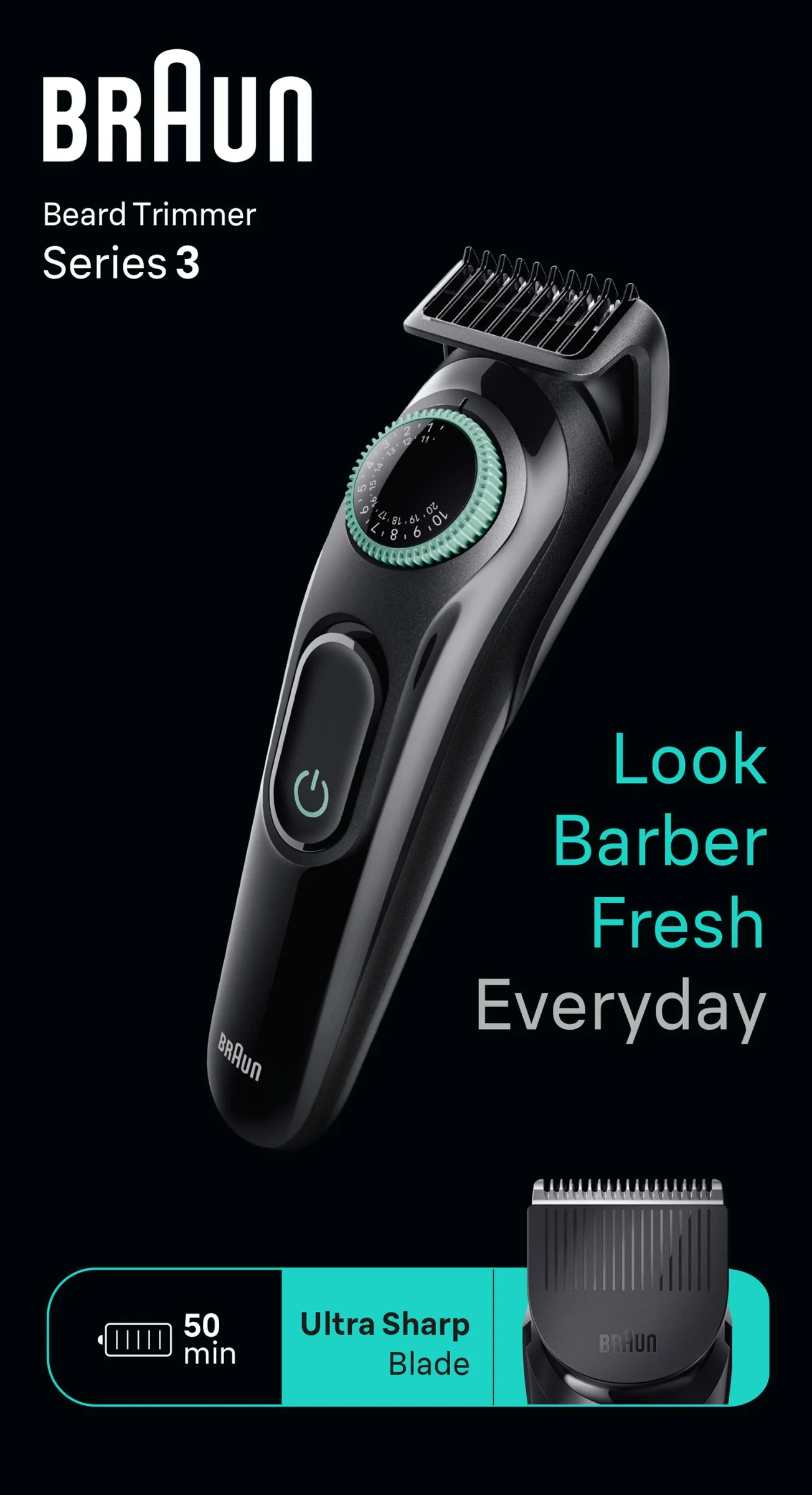 Braun Zastrihávač Brady Series 3 BT3410, Zastrihávač Pre Mužov S 50-min. Výdržou 1×1 ks, zastrihávač brady