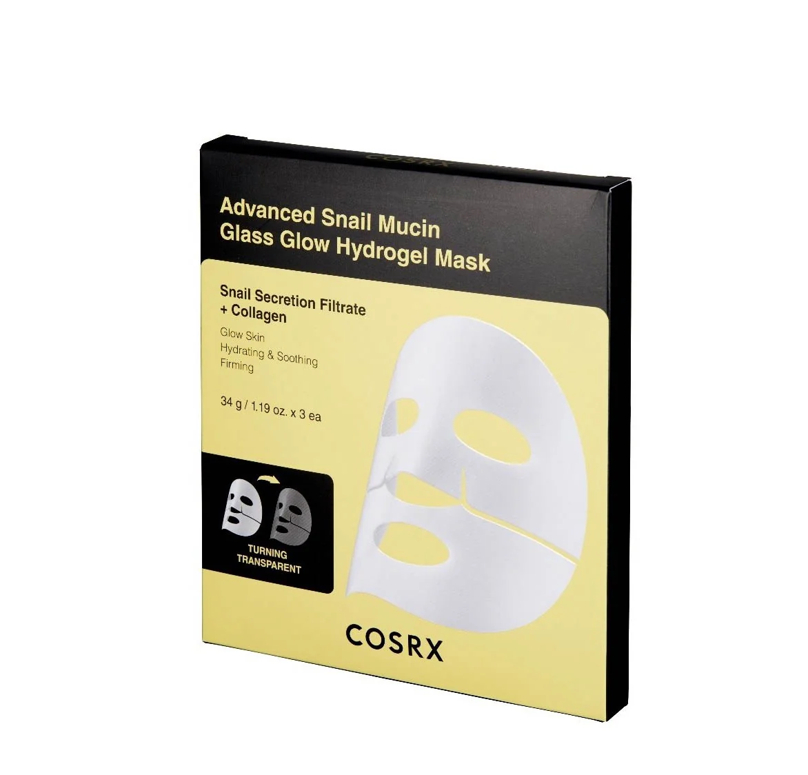 COSRX Advanced Snail Mucin Glass Glow Hydrogel Mask 3ks hydrogélová maska pre hydratáciu 3ks BOX