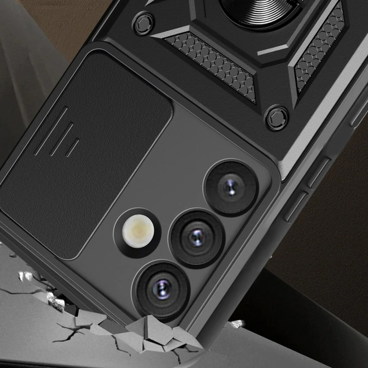 MG Hybrid Armor Camshield kryt na Samsung Galaxy S25 Plus, čierny
