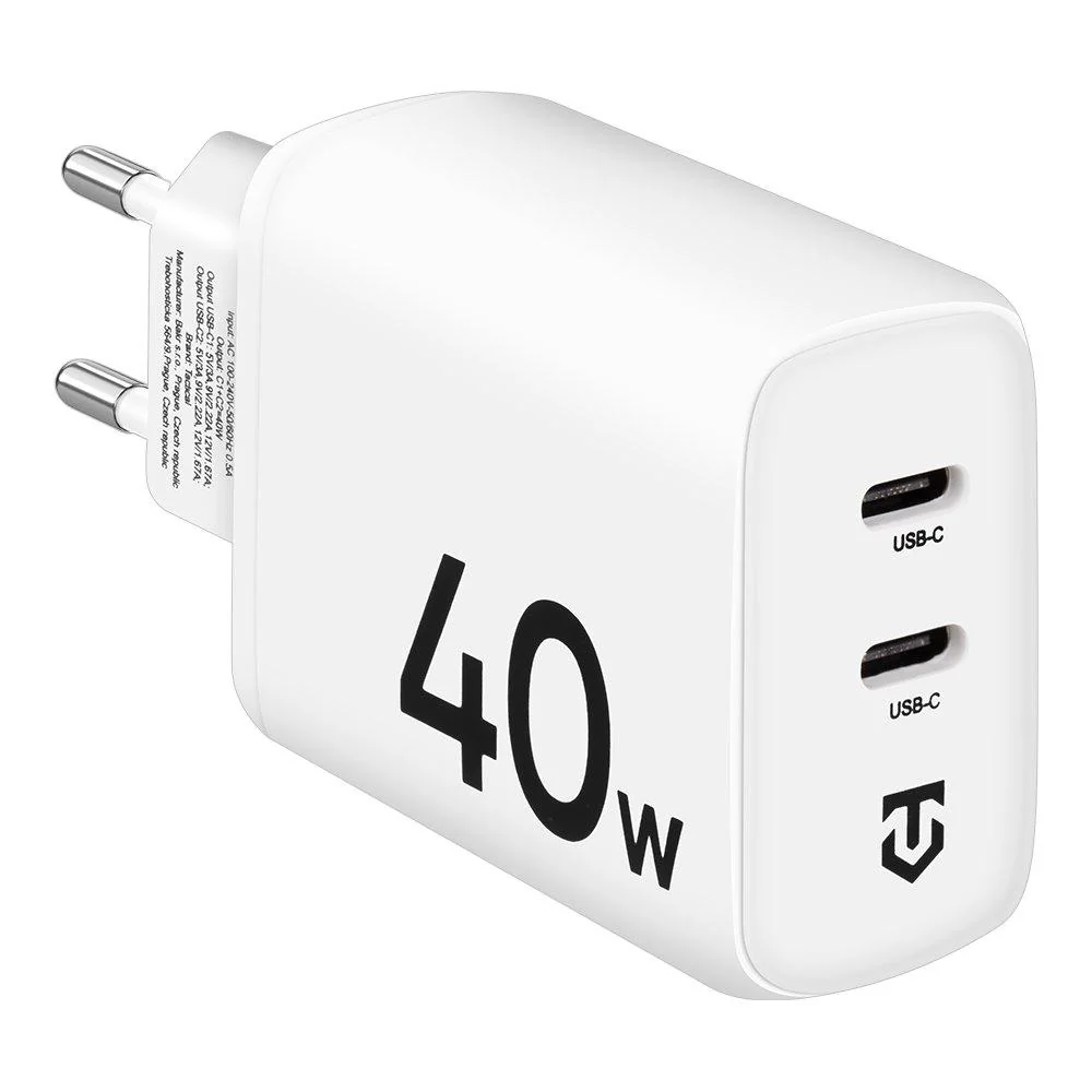 Sieťová nabíjačka 2x USB-C 40W Biela Rýchle a bezpečné nabíjanie