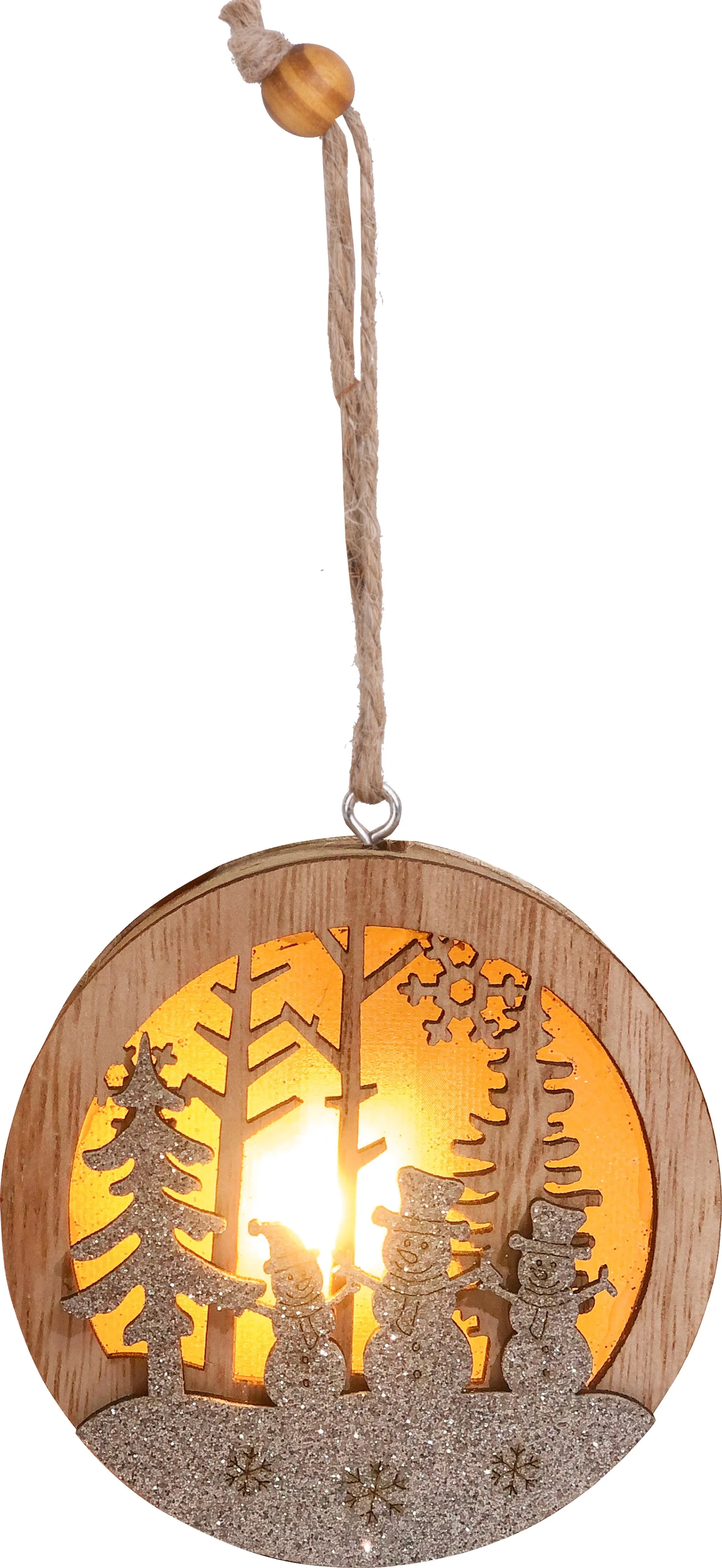 MagicHome vianočný LED snehuliak v guli, balenie 12 ks Závesný, MDF, 8,5x2x8,5 cm