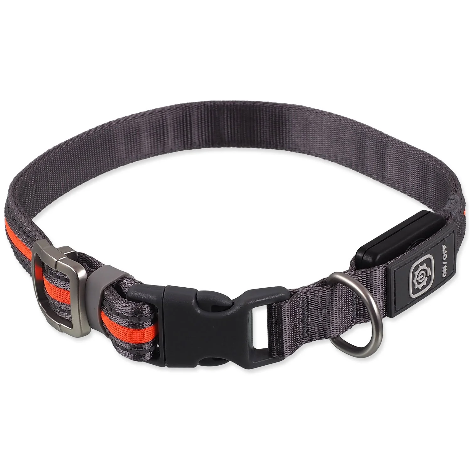 Obojok Dog Fantasy USB LED nylonový svietiaci M-L oranžový 2,5x45-65cm