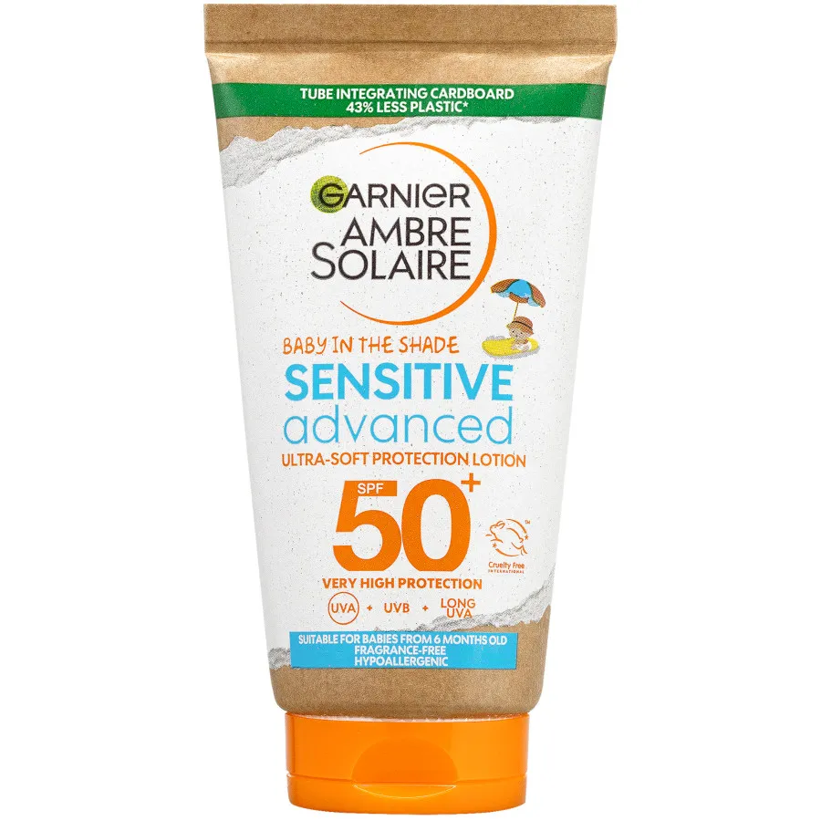 GARNIER Ambre Solaire Sensitive Advanced pre deti SPF 50+ 1×50 ml, opaľovacie mlieko s veľmi vysokou ochranou pre deti už od 6 mesiacov OF 50+