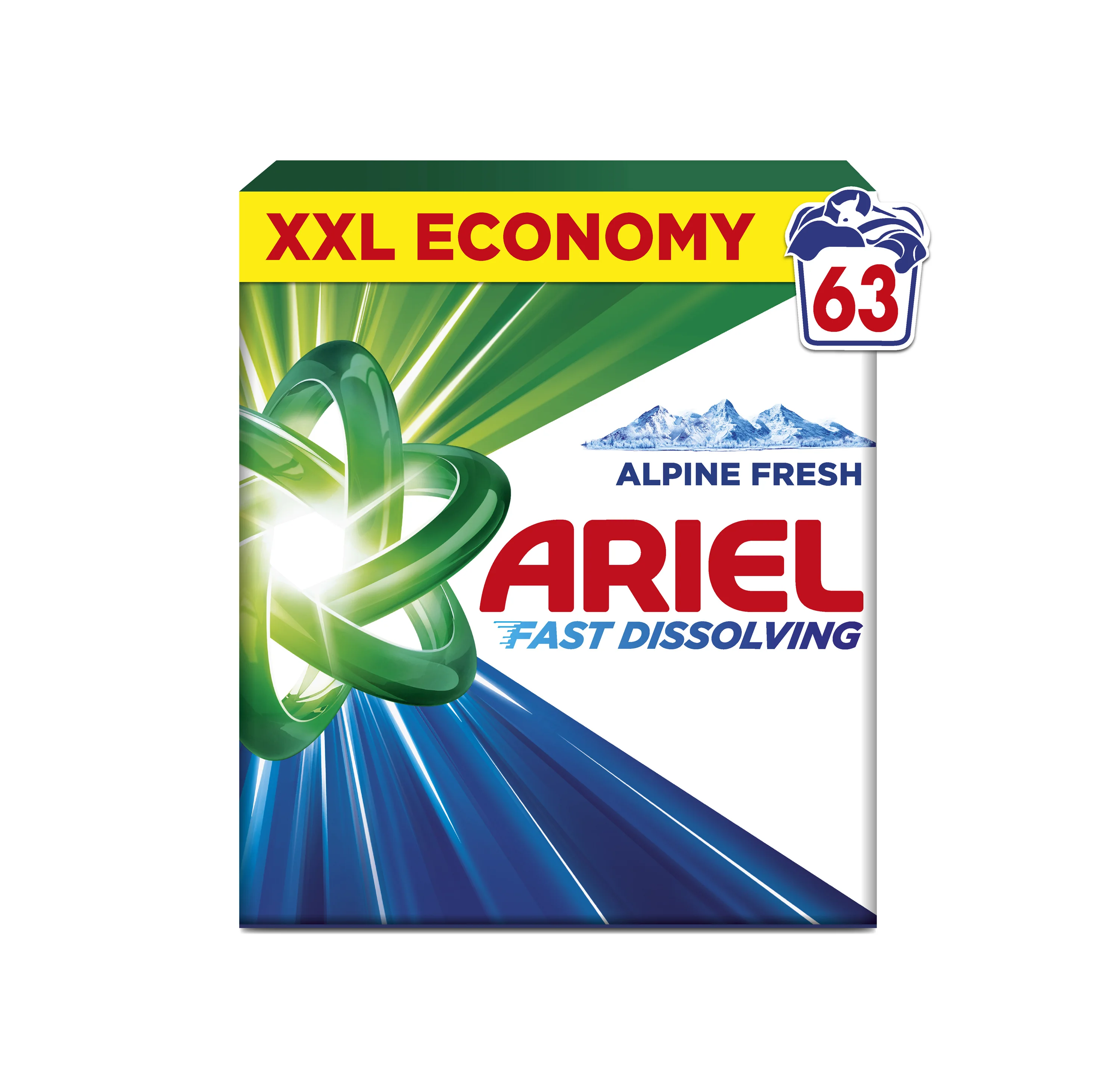 Ariel Alpine Fresh prášok na pranie, 63 praní 3465 g