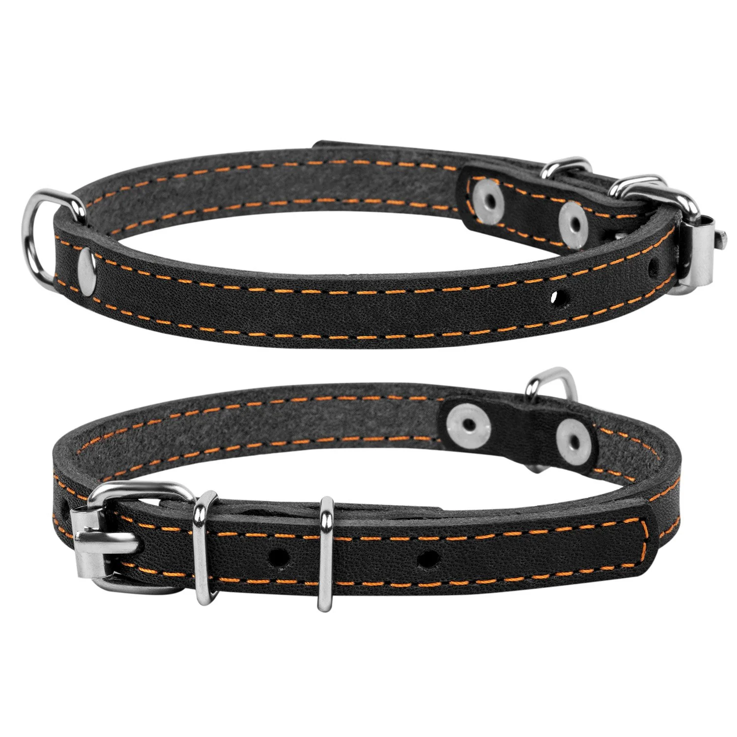 Kožený obojok čierny, Obvod krku: dĺžka: 24-32cm, širka: 12 mm