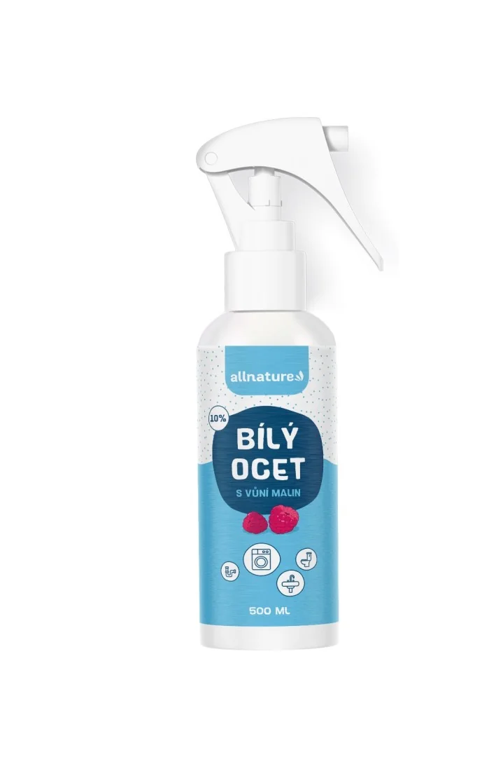 Allnature Biely ocot sprej 10% s vôňou malín 1×500 ml, biely ocot