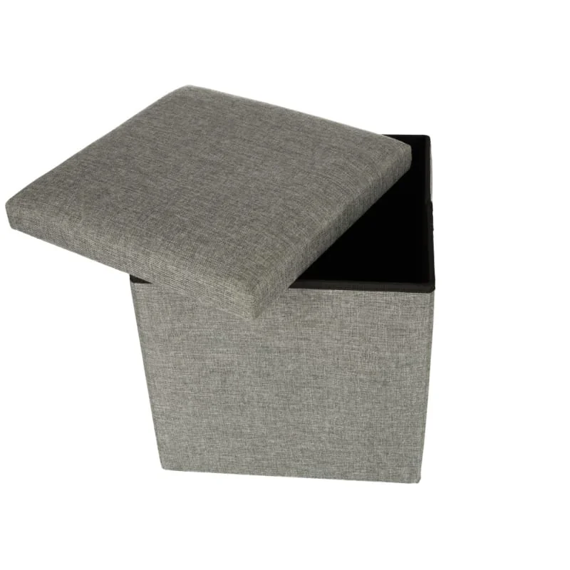 Skladací puf s úložným priestorom – sivý taburet 38×38×38 cm
