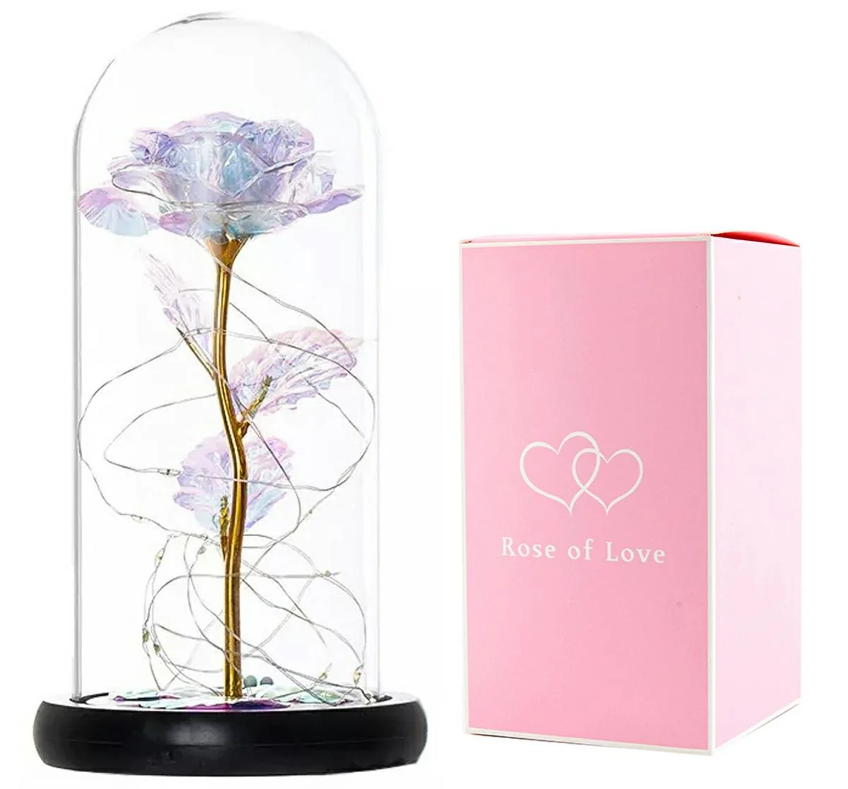Darček večná ruža v skle LED biela ROSE OF LOVE VRS-25W
