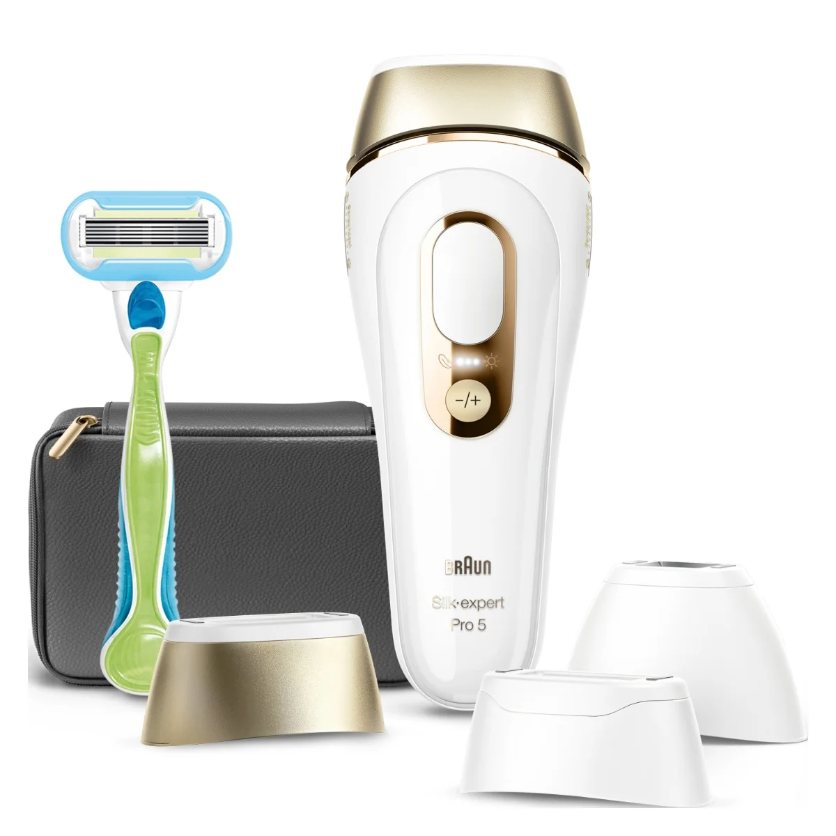 Braun IPL Silk·expert Pro 5, Odstraňovanie Chĺpkov v Pohodlí Domova, S Puzdro, 3 Hlavice, PL5242 1×1 ks, epilátor