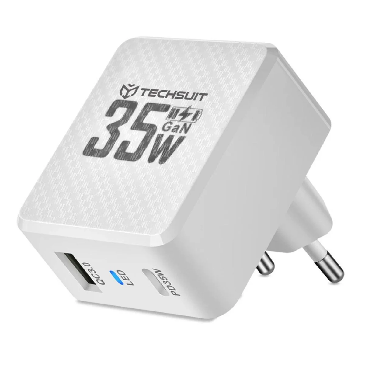Sieťová Nabíjačka GaN, USB, Type-C, Rýchle Nabíjanie 1 x 1.75A, 1 x 18W, 48 x 42 x 60 mm