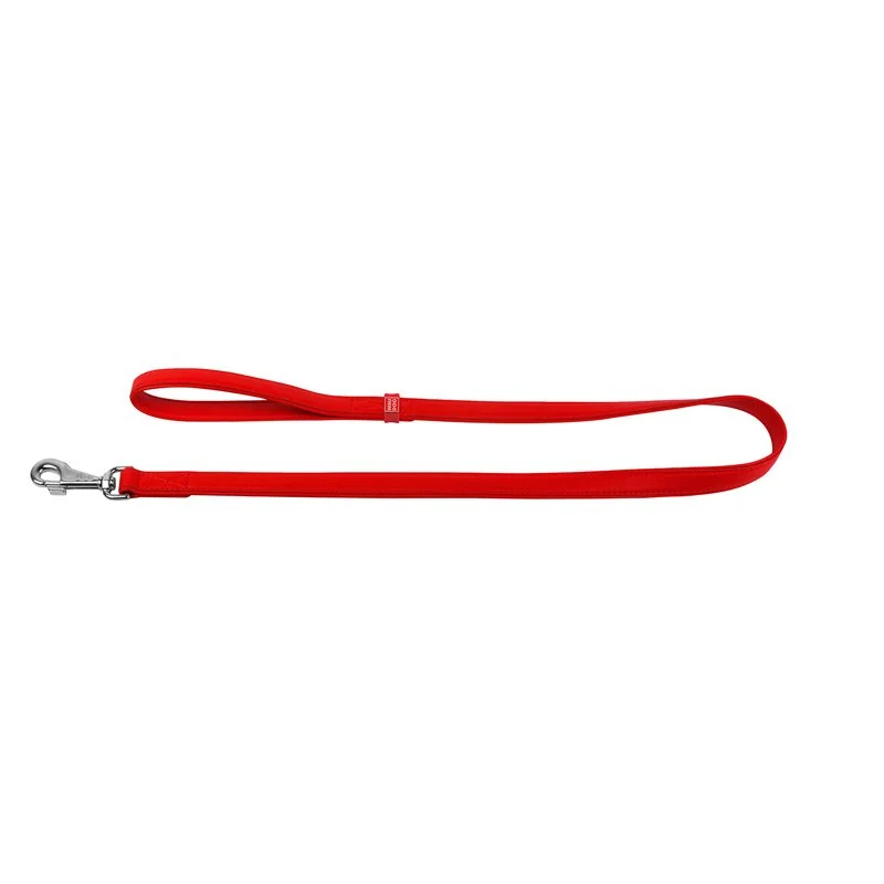 Ploché kožené vodítko červenej farby 122cm, šírka: 18 mm
