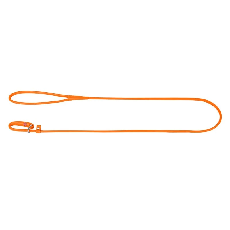Okrúhle kožené škrtiace vodítko oranžové 183cm, Šírka: 8 mm