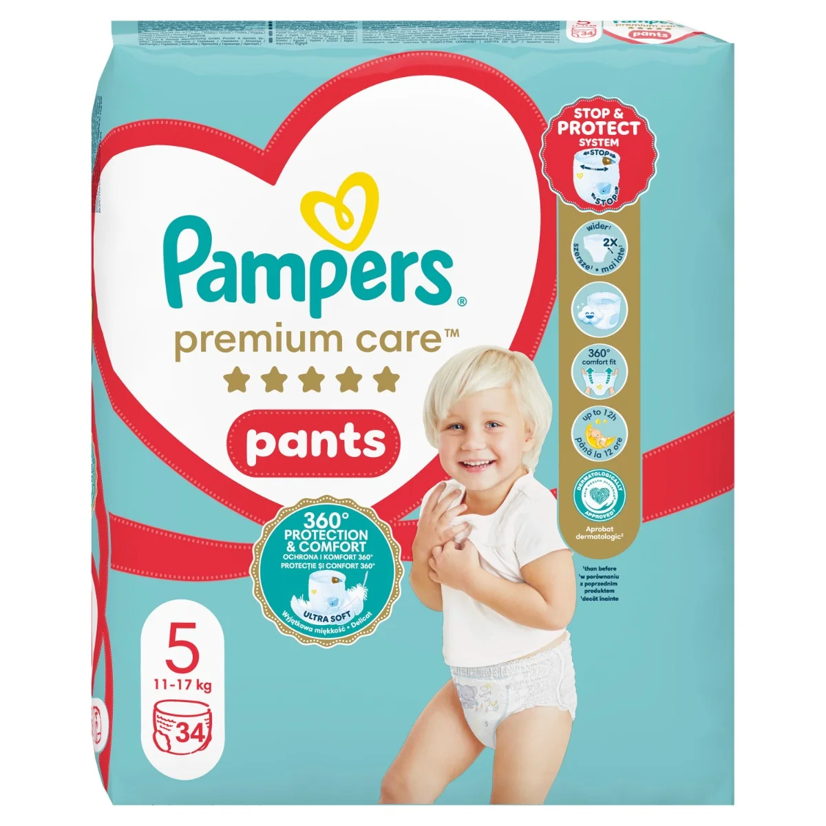 Pampers premium care Pants S5 34ks (11-17kg) 1×34 ks, plienky