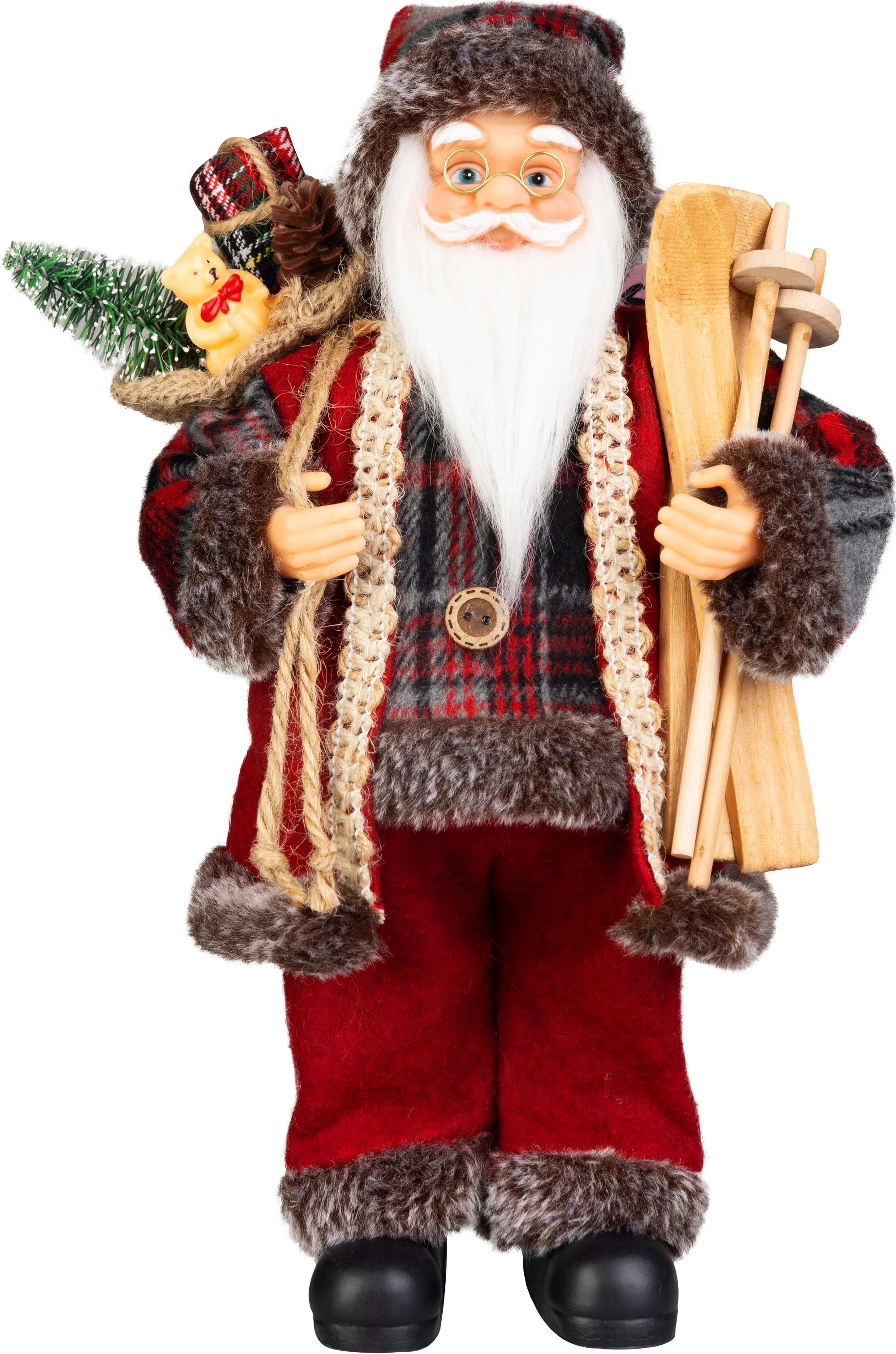 MagicHome vianočný Santa s darčekom, 1 ks Červený, 46 cm