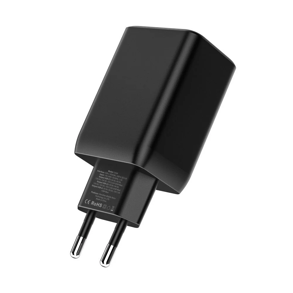 Tech-Protect Multi Port sieťová nabíjačka USB / 2x USB-C QC 65W, čierna a
