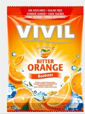 VIVIL BONBONS BITTER ORANGE 1×80 g, drops s príchuťou horkého pomaranča s vitamínom C, bez cukru