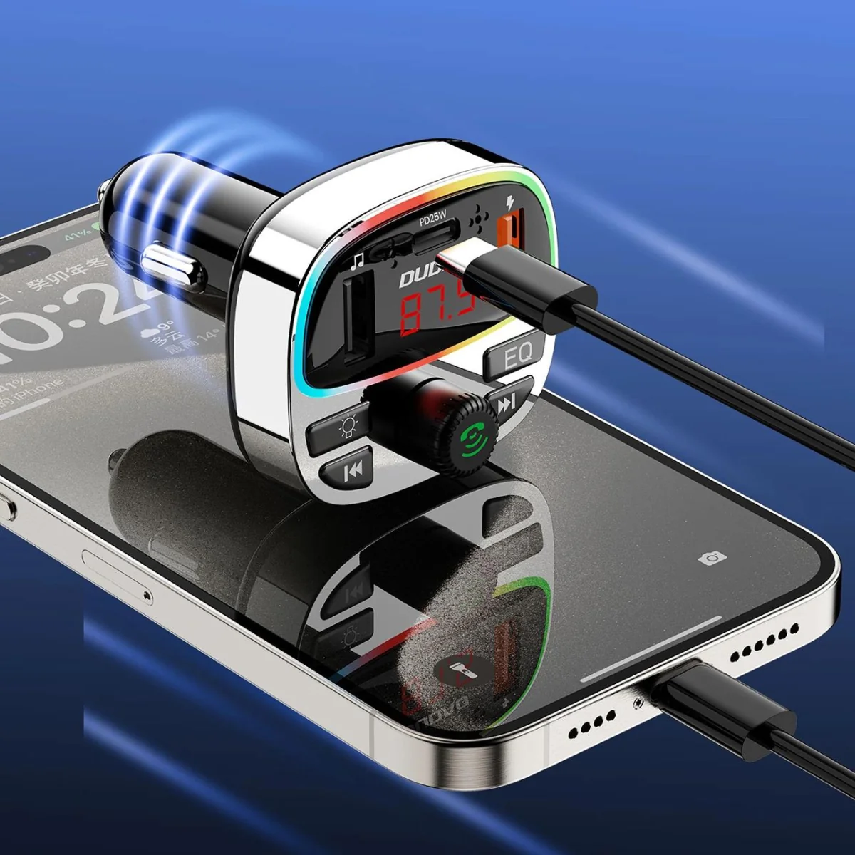 Dudao R2PRO Plus Bluetooth Transmitter autonabíjačka, čierna/strieborná á