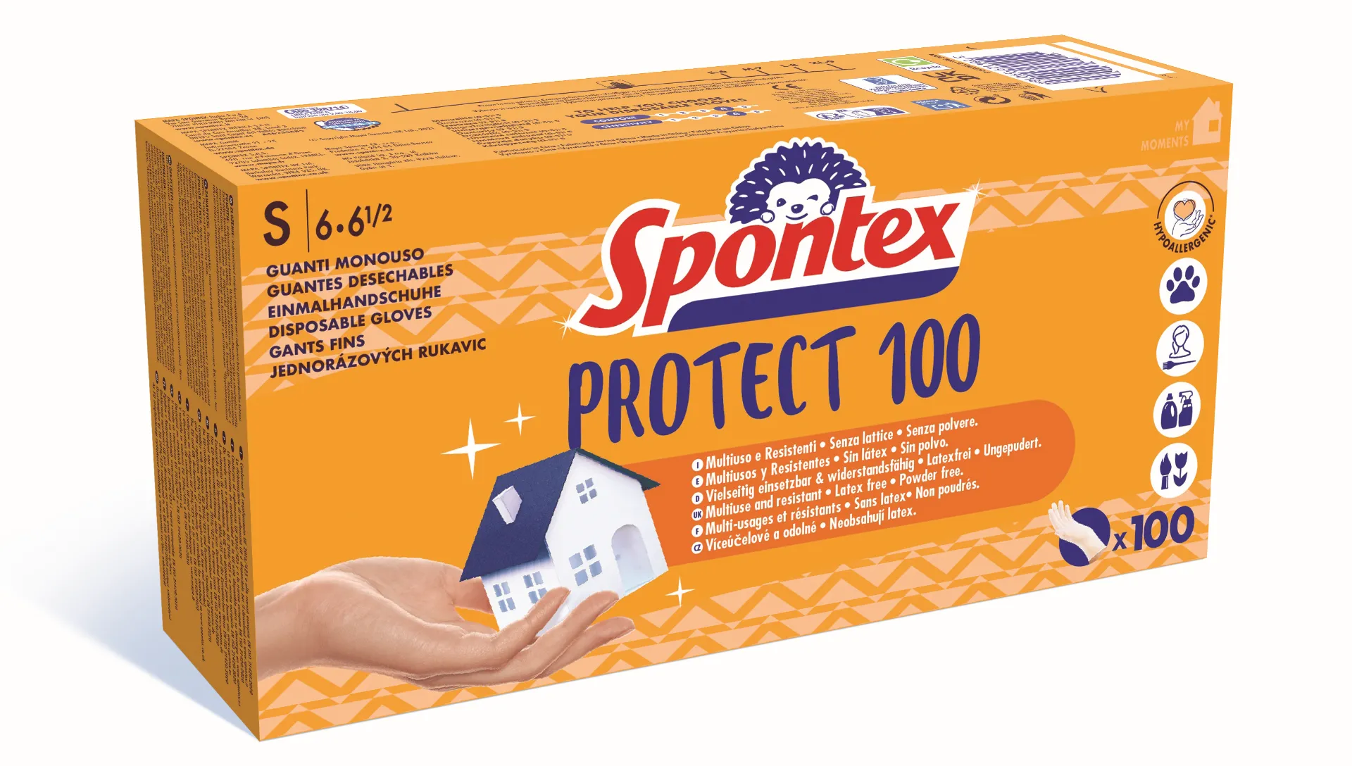 Spontex Rukavice Protect 100 S 1×100 ks, jednorázové rukavice