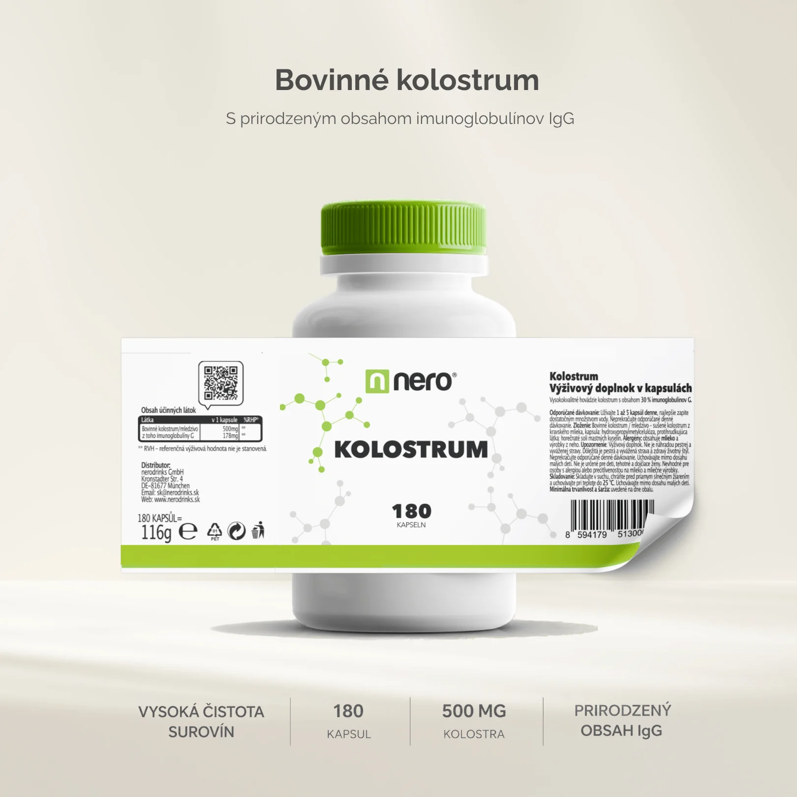 NERO Colostrum 500 mg 180 kapsúl