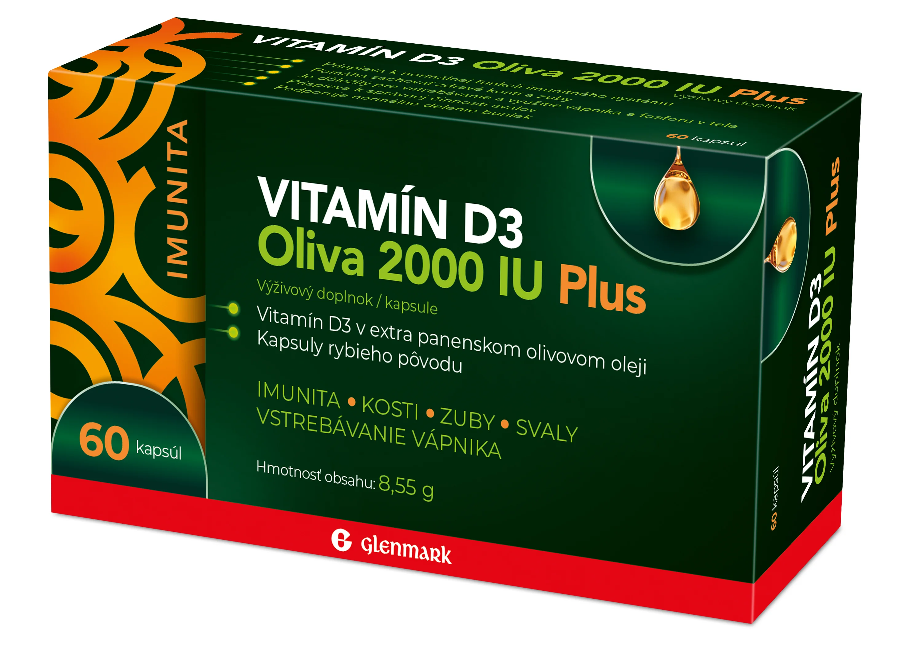 Vitamín D3 OLIVA 2000 IU PLUS 1×60 cps, výživový doplnok