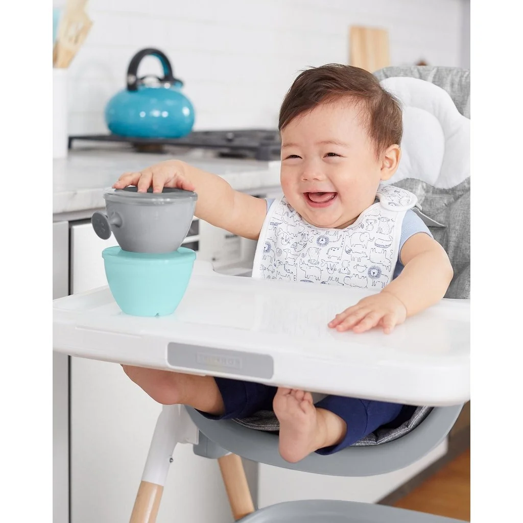 Set jedálenský s hrnčekom 5 ks Easy-Feed Mealtime Set Teal/Grey 6m+
