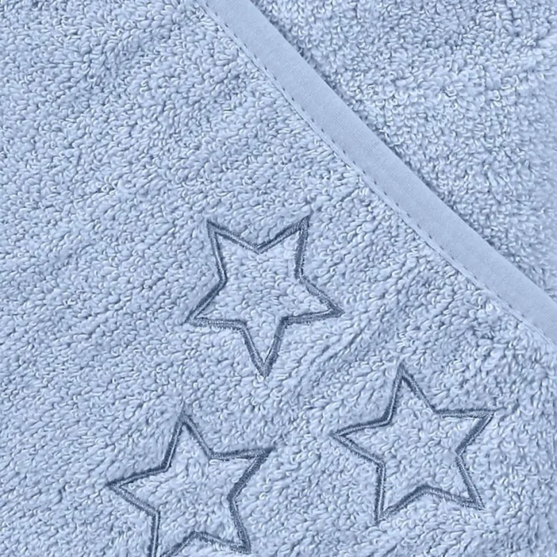 XKKO Organic BIO froté osuška s kapucňou 90x90 Baby Blue Stars
