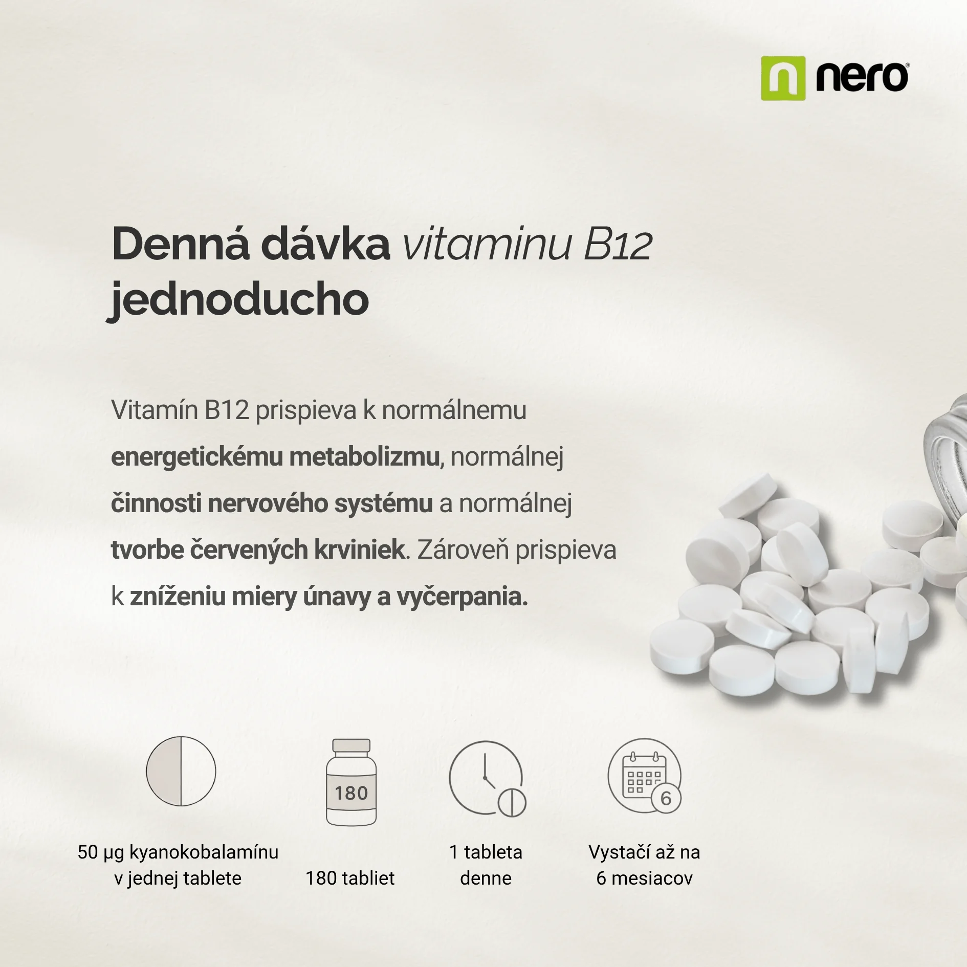 NERO Vitamin B12 Cyanocobalamin 180 tabliet