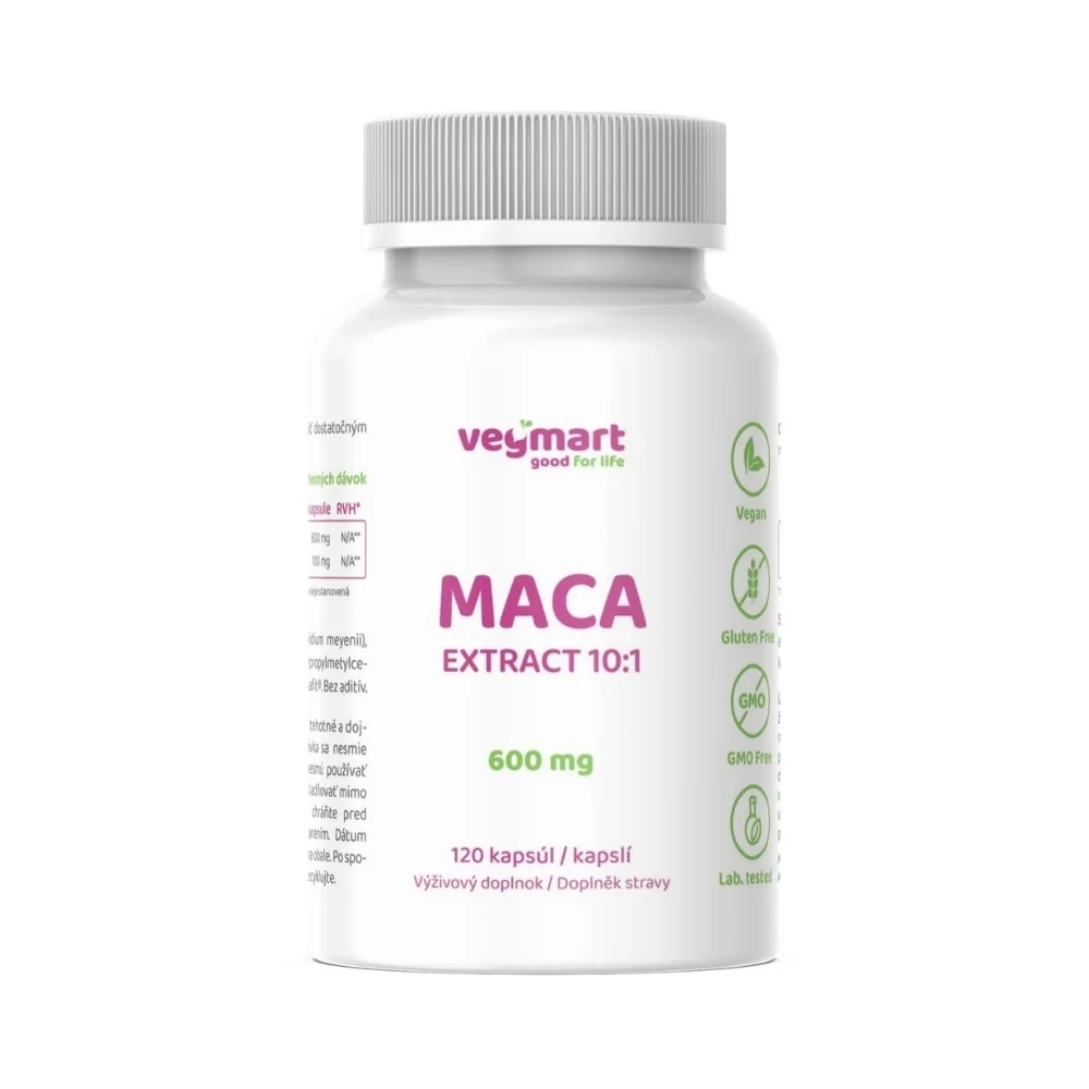 Vegmart Maca 600 mg, 120 kapsúl