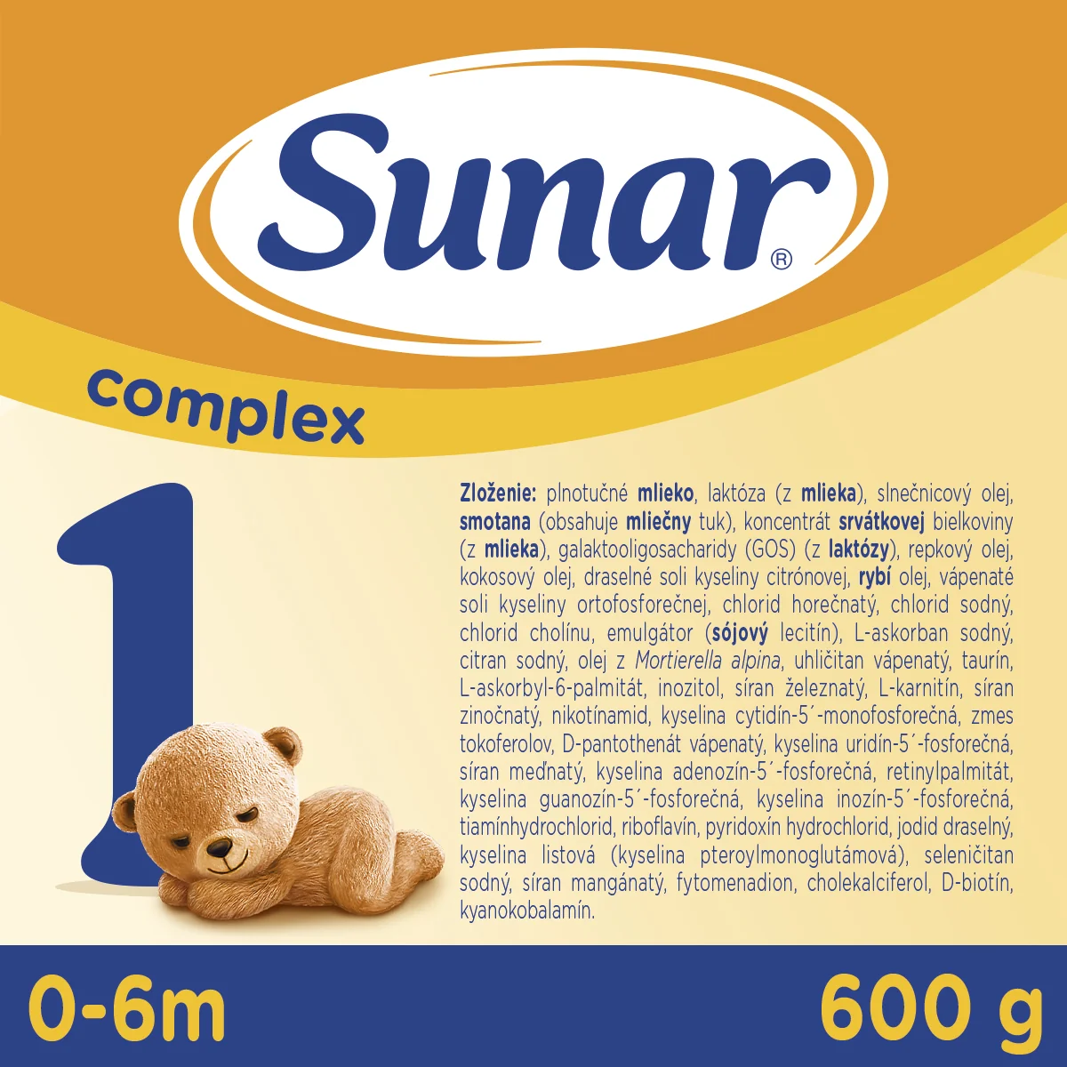 Sunar Complex 1 počiatočné dojčenské mlieko 600 g 1×600 g, mliečna výživa, od narodenia