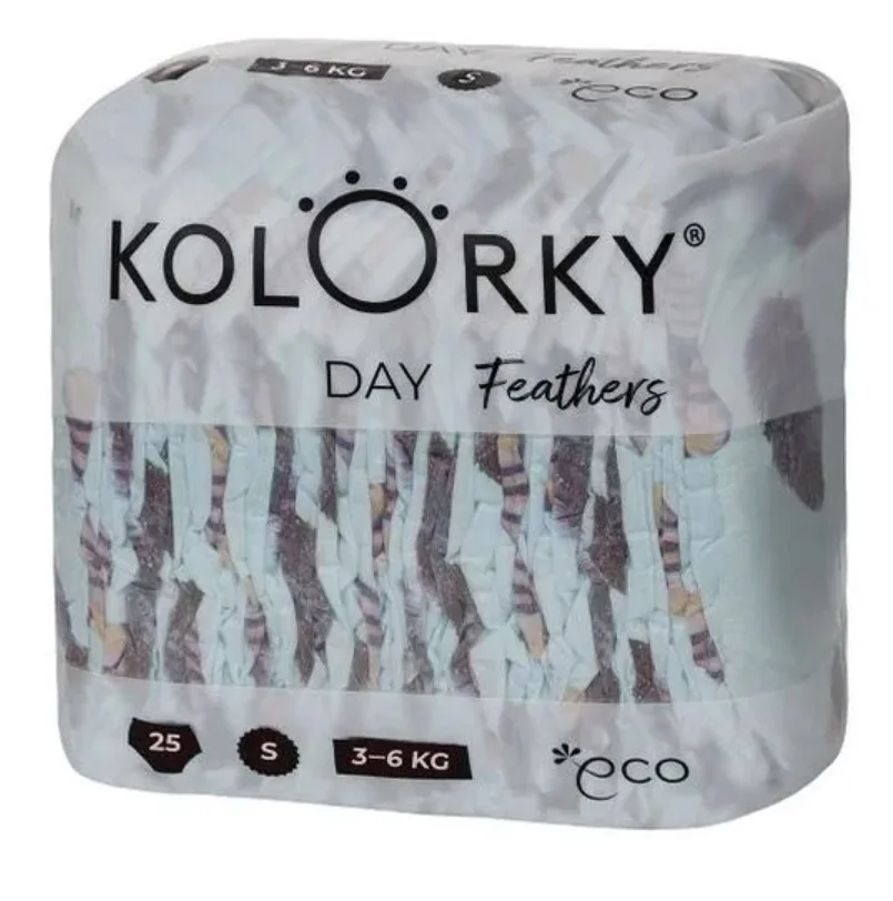 KOLORKY DAY - perie - S (3-6 kg) 1×25 ks, jednorazové eko plienky