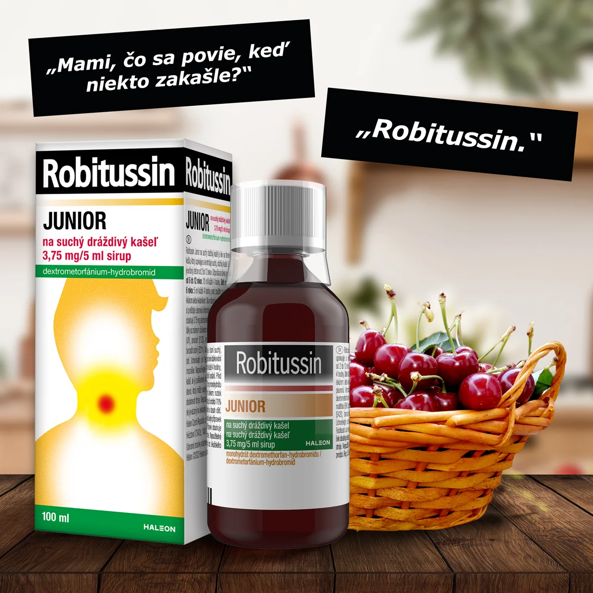 Robitussin Junior sirup 1x100 ml, sirup pre deti na suchý kašeľ