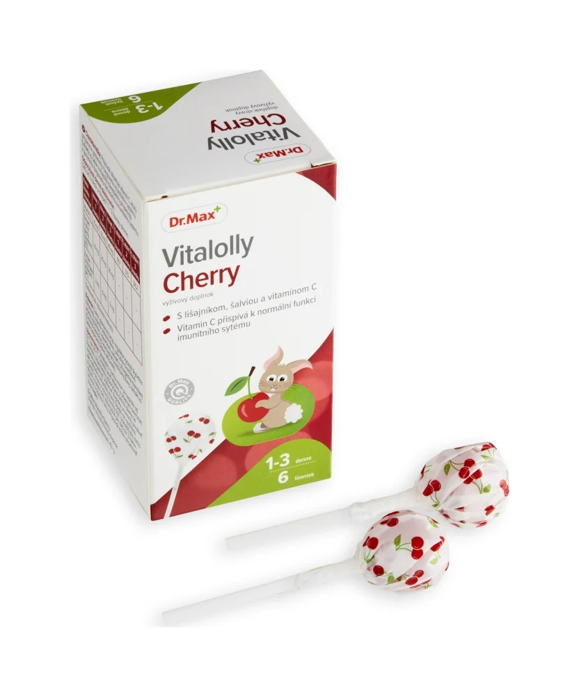 Dr. Max Vitalolly Cherry 1×6 ks, vitamínové lízanky