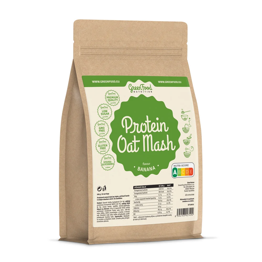 GreenFood Nutrition Protein Oat Mash banana 1×500 g, proteínová kaša