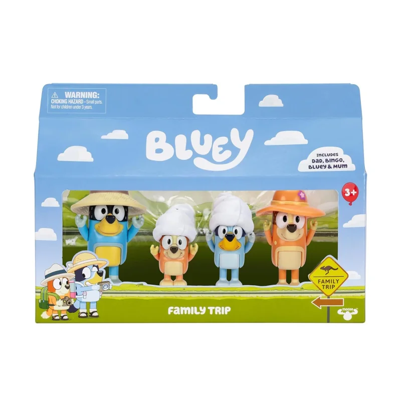 BLUEY Set 4 figúrok - Rodinný v ýlet